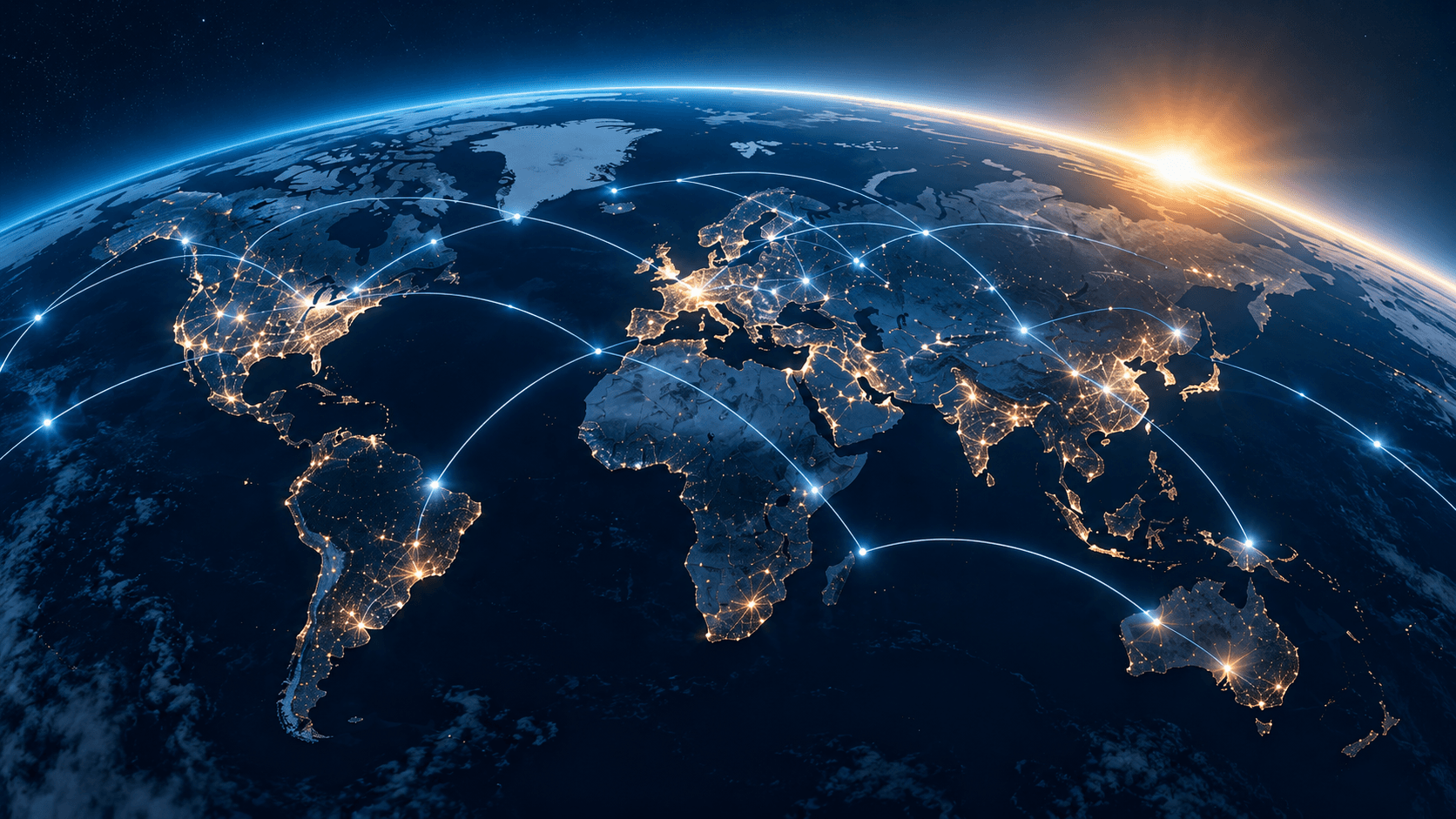 Global network connections viewed from orbit
